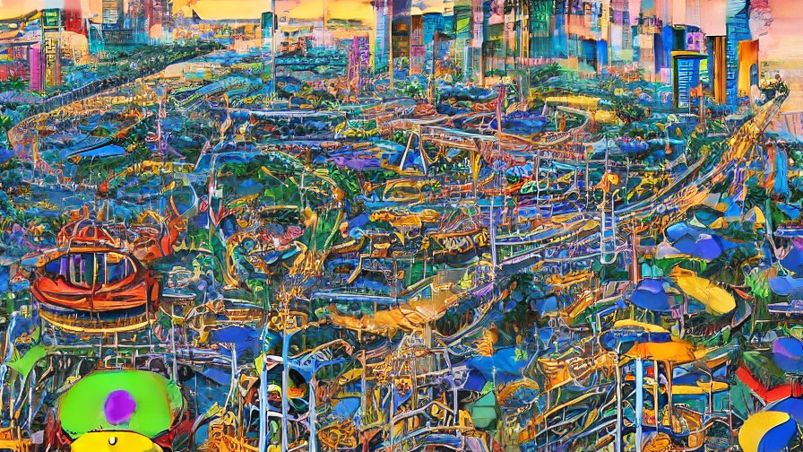 Anime-style planning visual for cedar point theme park