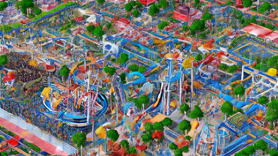 Anime-style spring amusement park scene inspired by Everland